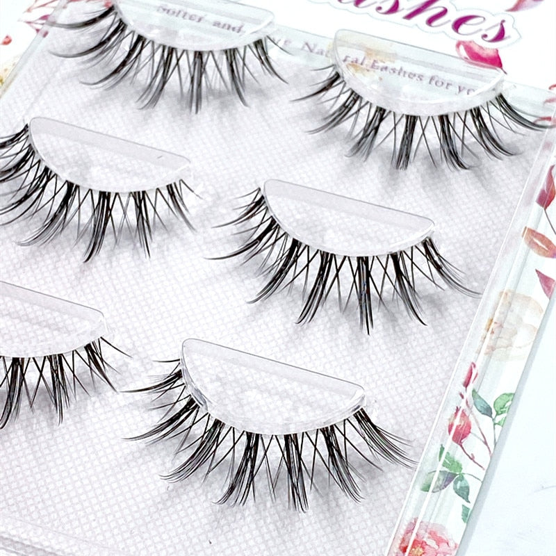 NEW Wholesale Mink Eyelashes 3pair lashes invisible band mink lashes reusable false eyelashes Makeup in Bulk humolife
