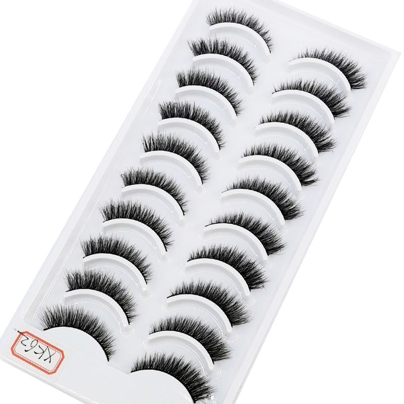 NEW 10 Pairs Natural False Eyelashes Fake Lashes Long Makeup 3d Mink Lashes Extension Eyelash Mink Eyelashes for Beauty 54 humolife