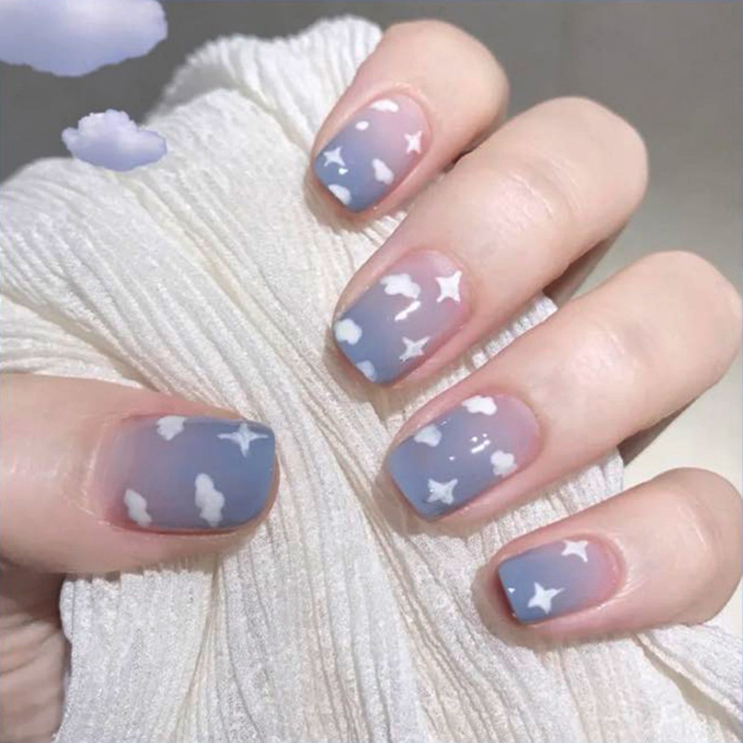 24Pcs/Box Charming Pink Flame Short Ballet Wearable Fake Nails press on Square Head Full Cover Detachable Finished Fingernails humolife