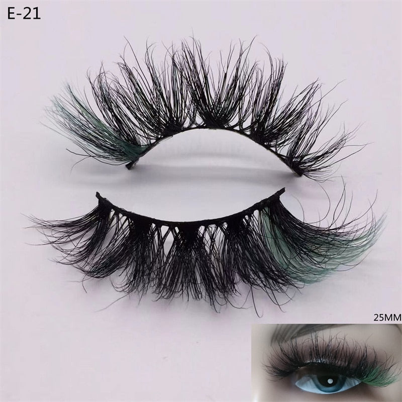 Newest 3D Mink Eyelashes Colorful 100% Mink Lashes Mix Color Pink Blue Red White False Eyelashes Fluffy Soft Cilias Vendor humolife