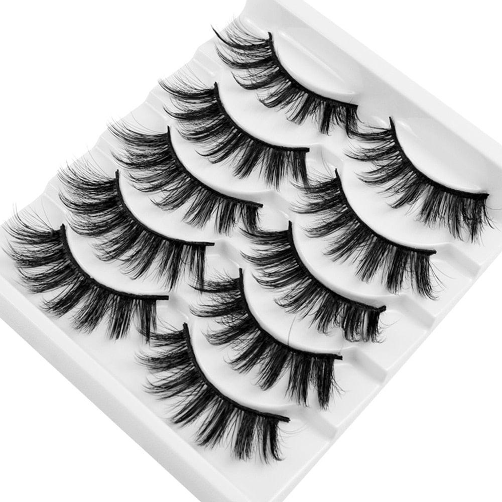New 5Pairs False Eyelashes Hand Made 3D Mink Lashes Natural Long Eyelashes Thick Fake Eyelash Extension Makeup Tools Maquiagem humolife