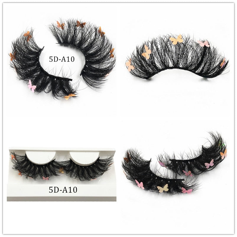 Lashes With Butterflys On Them Faux Mink 25mm Butterfly Eyelashes With Packaging Boxes Hand Made Full Strip Charming humolife
