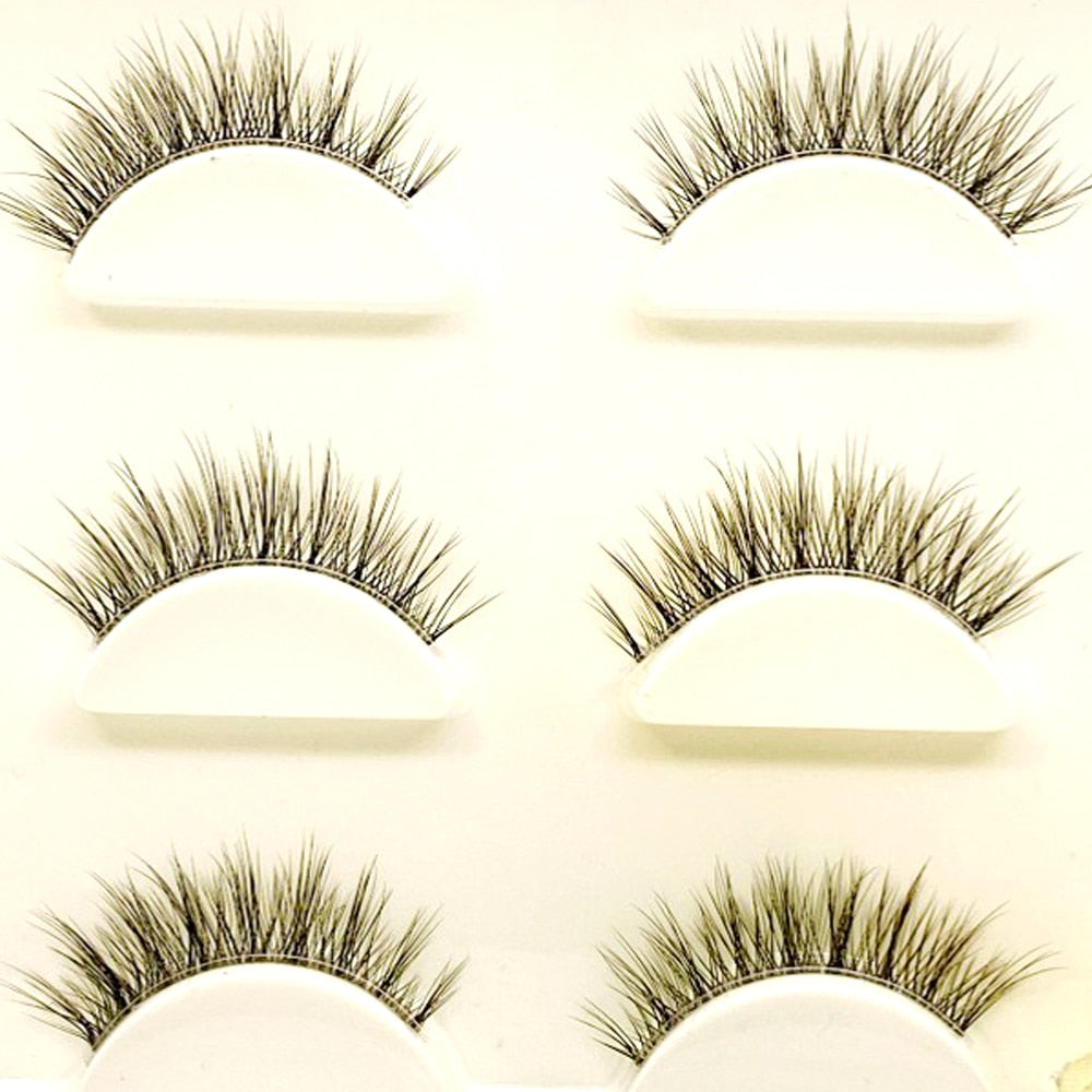 NEW Wholesale Mink Eyelashes 3pair lashes invisible band mink lashes reusable false eyelashes Makeup in Bulk humolife