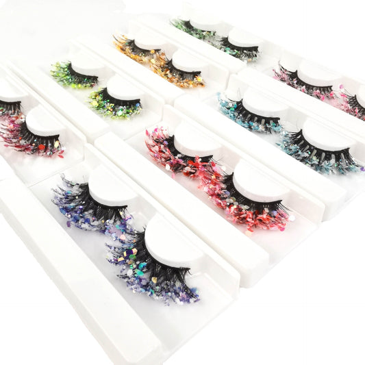 Fluorescence New mink color lashes wholesale natural long fluffy individual dramatic colorful false eyelashes Makeup Extension humolife