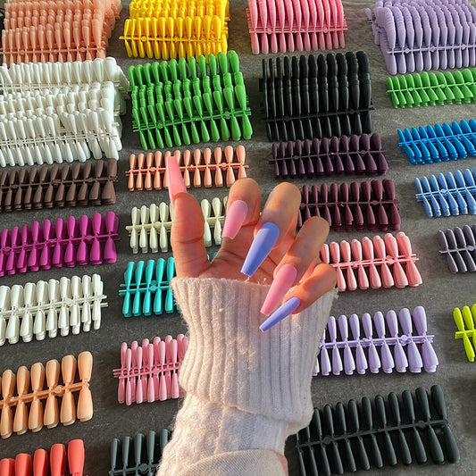 24pcs Mix Colors Matte Super Long Coffin False Nail Ballet Press on Nails Tips for Nails Art Artificial Fingernails Fake Nail humolife