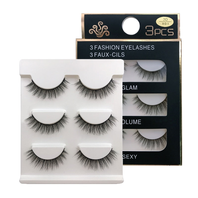 MEISHENJIE 3 Pairs natural false eyelashes thick make ups 3d mink lashes soft eyelash extension fake eyelash long mink eyelashes humolife