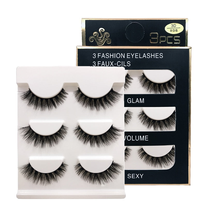 MEISHENJIE 3 Pairs natural false eyelashes thick make ups 3d mink lashes soft eyelash extension fake eyelash long mink eyelashes humolife