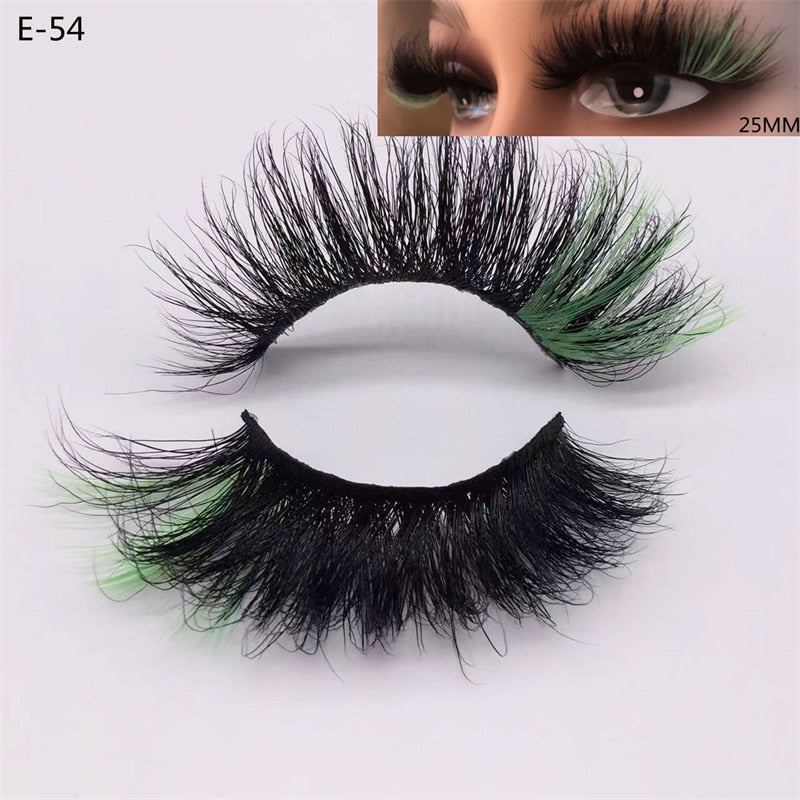 Newest 3D Mink Eyelashes Colorful 100% Mink Lashes Mix Color Pink Blue Red White False Eyelashes Fluffy Soft Cilias Vendor humolife