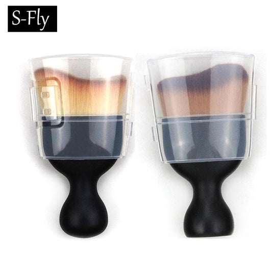 S Shape Cream Blush Makeup Brush Contour Foundation Loose Powder Brush Multifunctional Kabuki Makeup Brushes With Protect Lid humolife