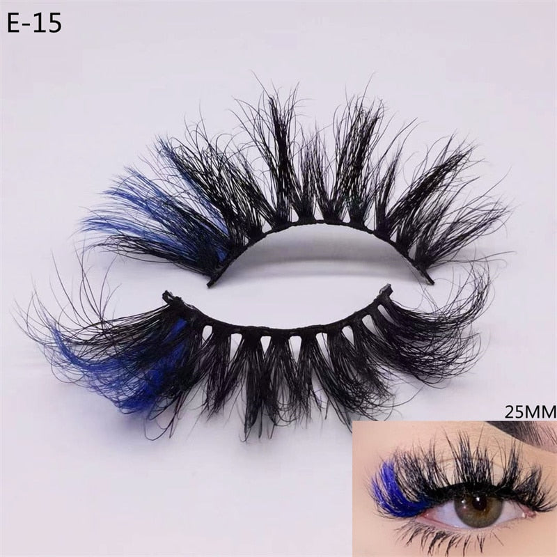 Newest 3D Mink Eyelashes Colorful 100% Mink Lashes Mix Color Pink Blue Red White False Eyelashes Fluffy Soft Cilias Vendor humolife