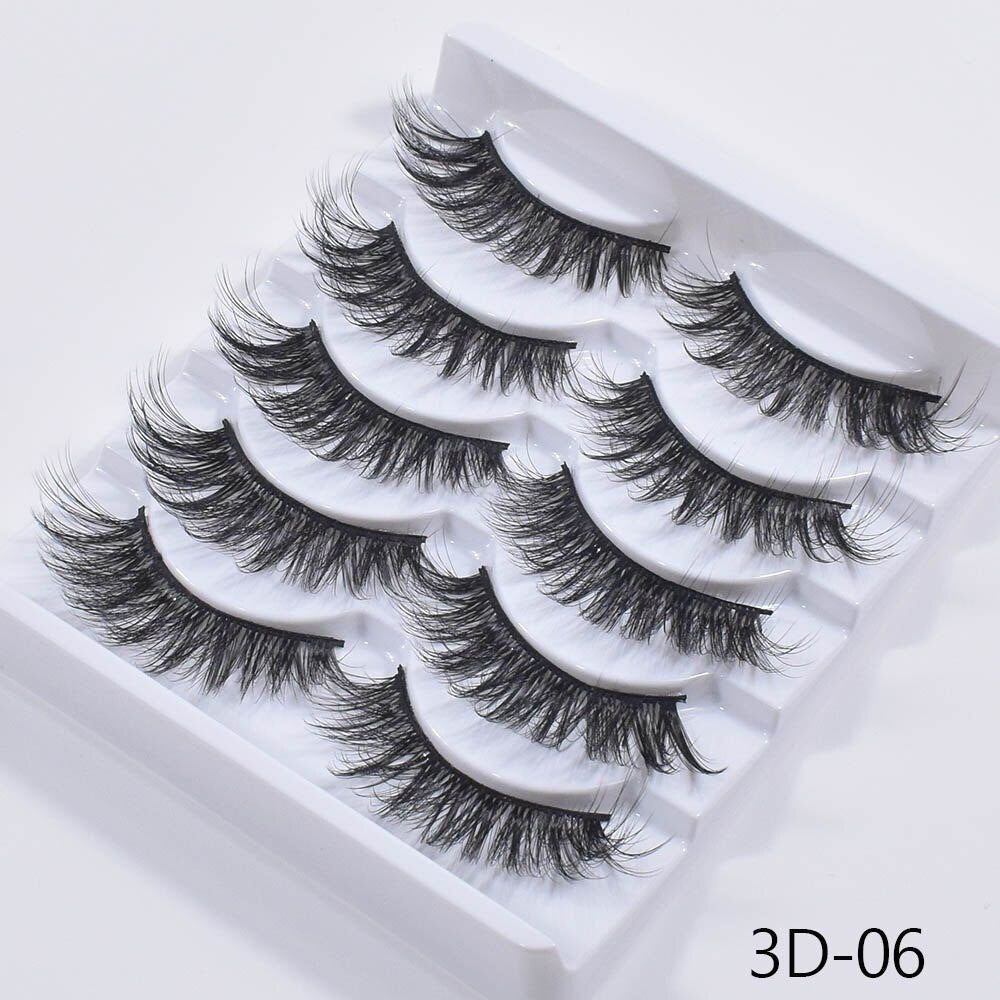 New 5Pairs False Eyelashes Hand Made 3D Mink Lashes Natural Long Eyelashes Thick Fake Eyelash Extension Makeup Tools Maquiagem humolife