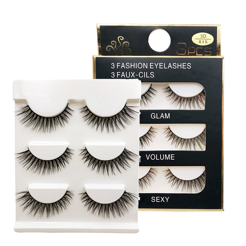MEISHENJIE 3 Pairs natural false eyelashes thick make ups 3d mink lashes soft eyelash extension fake eyelash long mink eyelashes humolife