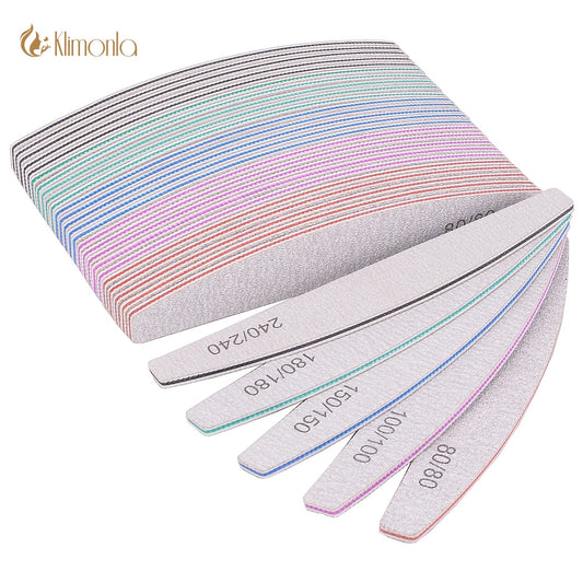 3/5/10Pcs Professional Nail File Sandpaper Strong Thick Nail Files Buffer For Manicure Sanding Half Moon Lime Nail Tools 100/180 humolife