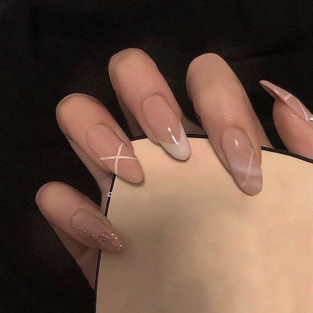 24Pcs/Box Charming Pink Flame Short Ballet Wearable Fake Nails press on Square Head Full Cover Detachable Finished Fingernails humolife