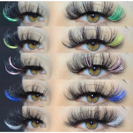 Newest 3D Mink Eyelashes Colorful 100% Mink Lashes Mix Color Pink Blue Red White False Eyelashes Fluffy Soft Cilias Vendor humolife