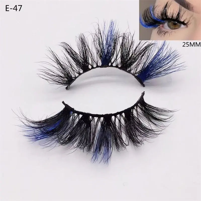 Newest 3D Mink Eyelashes Colorful 100% Mink Lashes Mix Color Pink Blue Red White False Eyelashes Fluffy Soft Cilias Vendor humolife