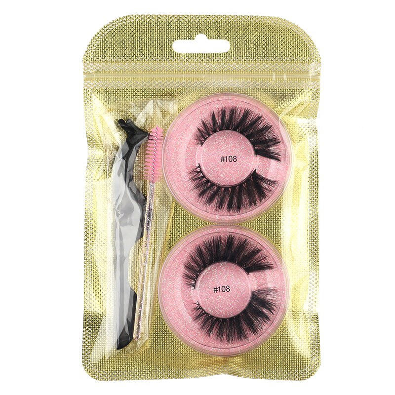 MEISHENJIE 2 Pairs natural false eyelashes thick makeup 3d mink lashes soft eyelash extension fake eyelash fluffy mink eyelashes humolife