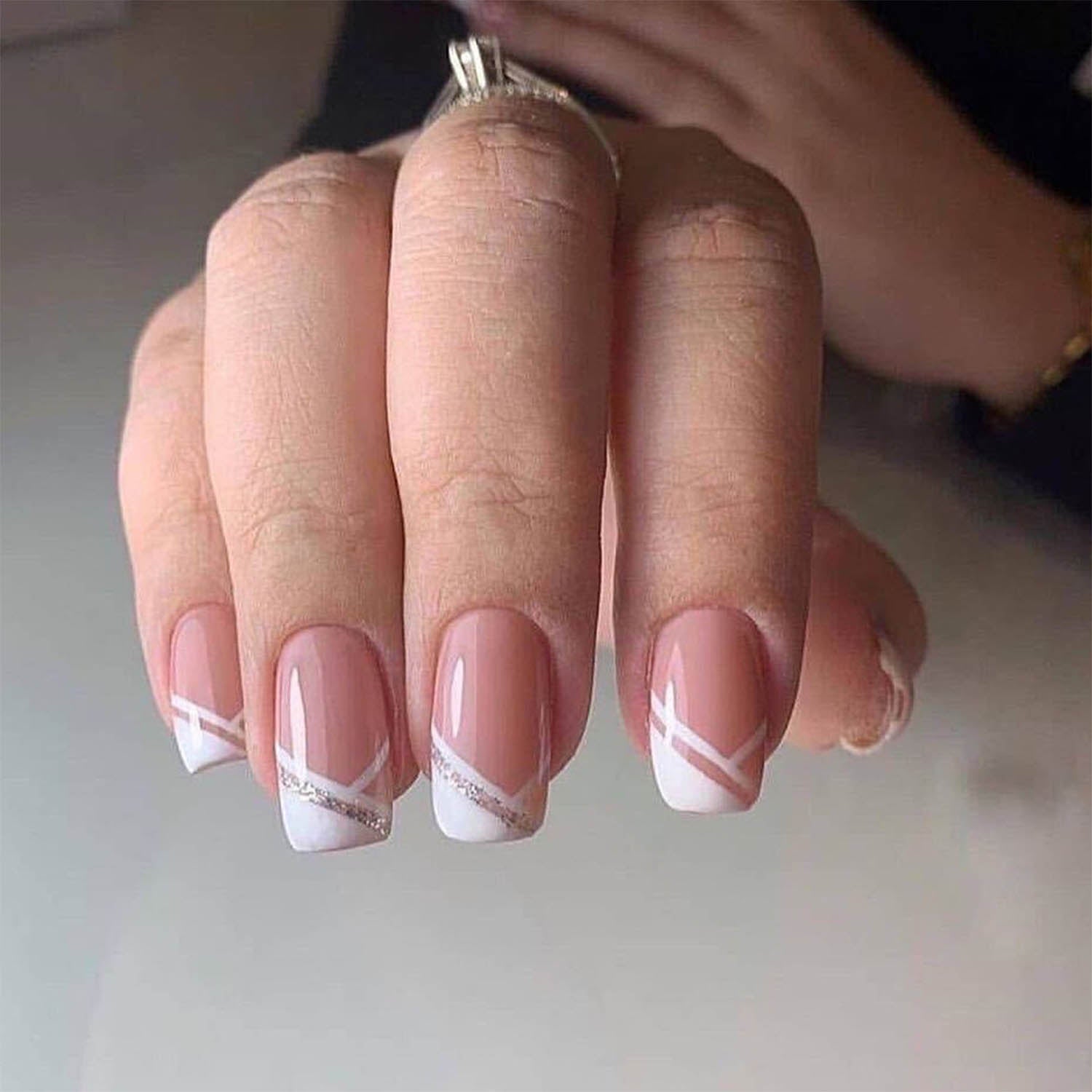 24Pcs/Box Charming Pink Flame Short Ballet Wearable Fake Nails press on Square Head Full Cover Detachable Finished Fingernails humolife