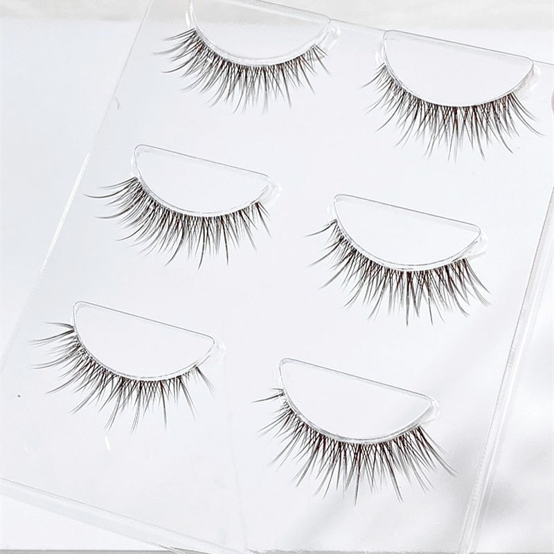 NEW Wholesale Mink Eyelashes 3pair lashes invisible band mink lashes reusable false eyelashes Makeup in Bulk humolife