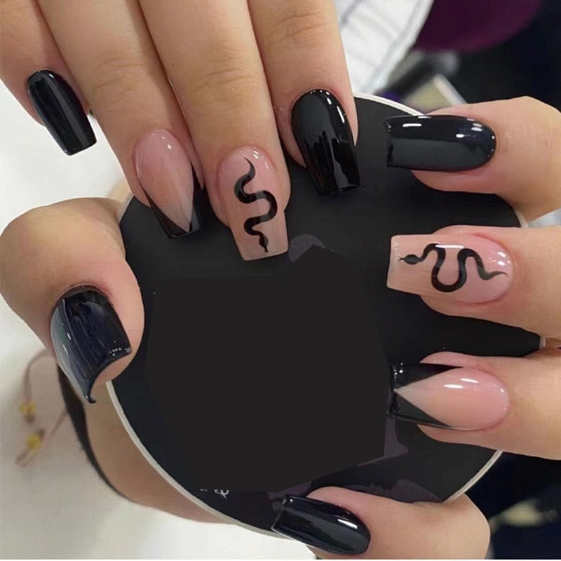 24Pcs/Box Charming Pink Flame Short Ballet Wearable Fake Nails press on Square Head Full Cover Detachable Finished Fingernails humolife