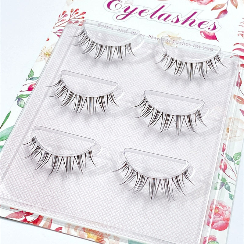 NEW Wholesale Mink Eyelashes 3pair lashes invisible band mink lashes reusable false eyelashes Makeup in Bulk humolife