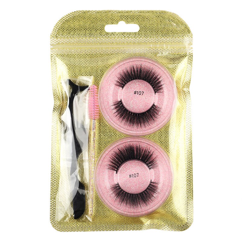 MEISHENJIE 2 Pairs natural false eyelashes thick makeup 3d mink lashes soft eyelash extension fake eyelash fluffy mink eyelashes humolife