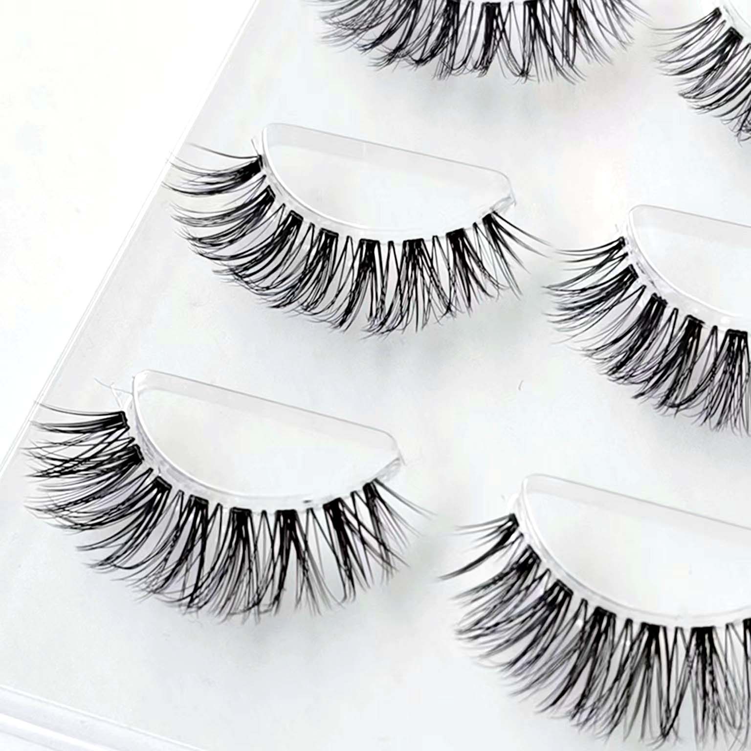 NEW Wholesale Mink Eyelashes 3pair lashes invisible band mink lashes reusable false eyelashes Makeup in Bulk humolife