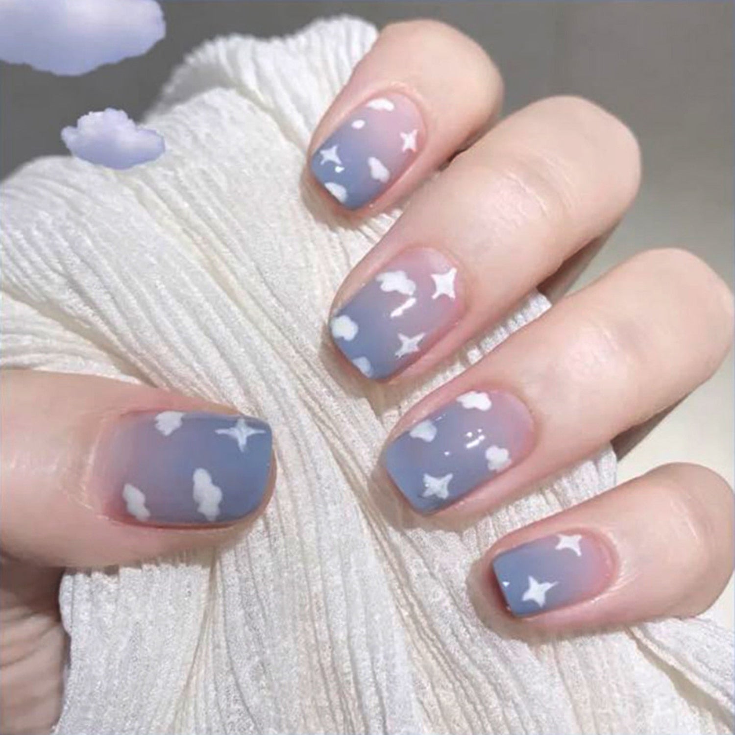 24Pcs/Box Charming Pink Flame Short Ballet Wearable Fake Nails press on Square Head Full Cover Detachable Finished Fingernails humolife
